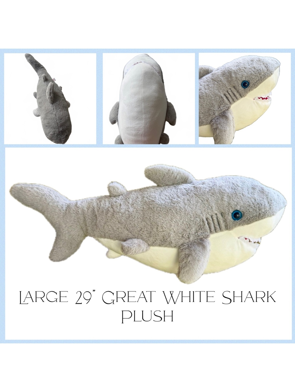 Fiesta Large Gray Great White Shark 29” Plush